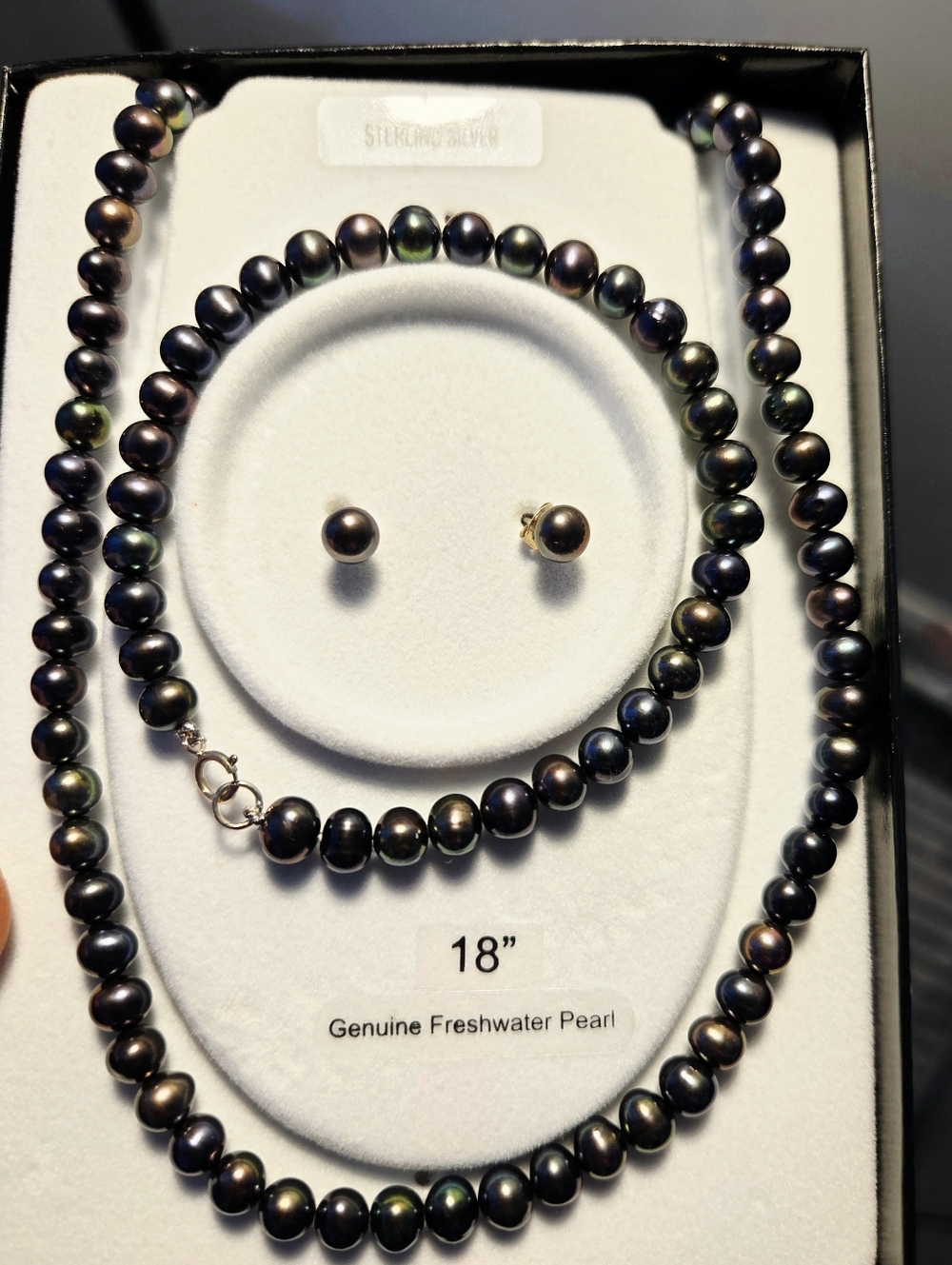 Genuine Freshwater Pearl Set Of Necklace, Bracelet And Earrings